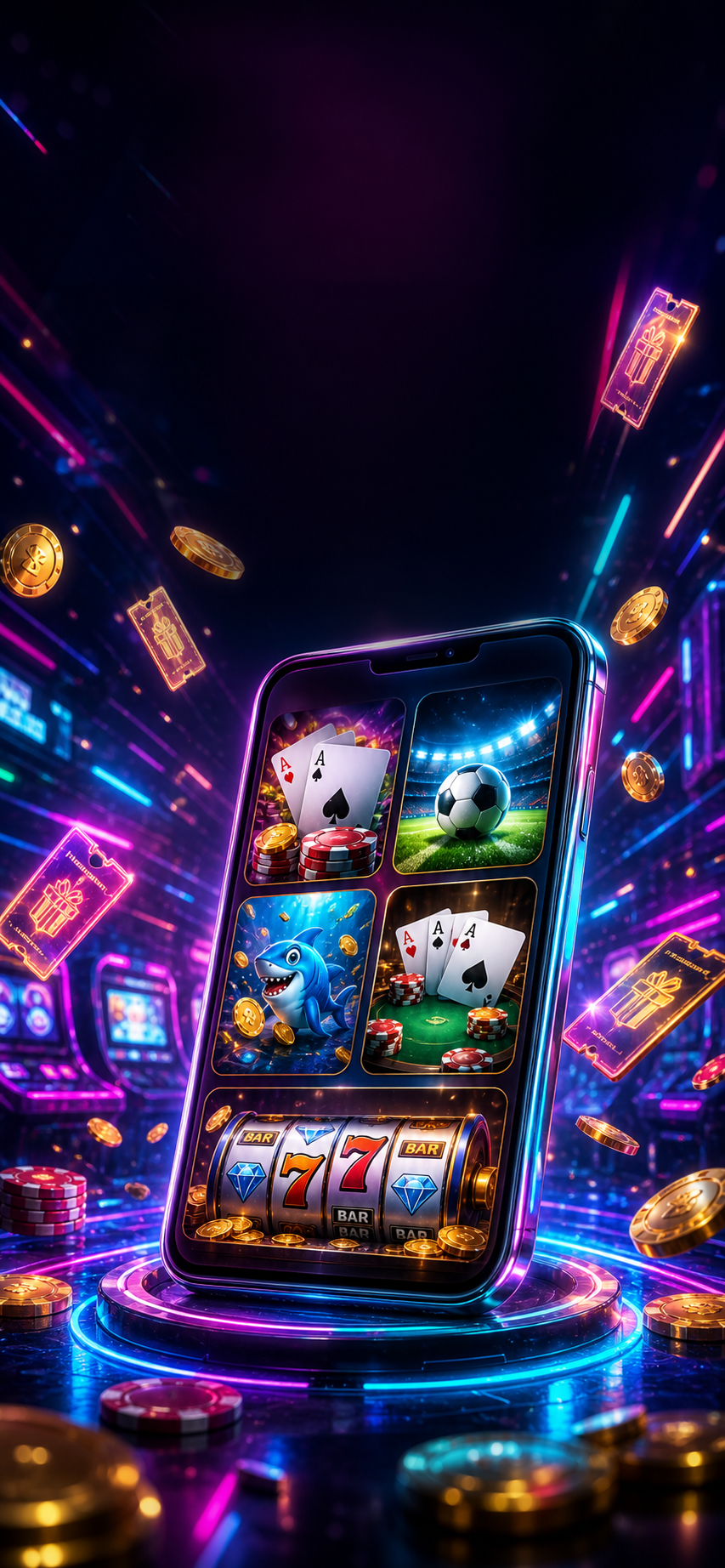 Neon gaming phone product visual